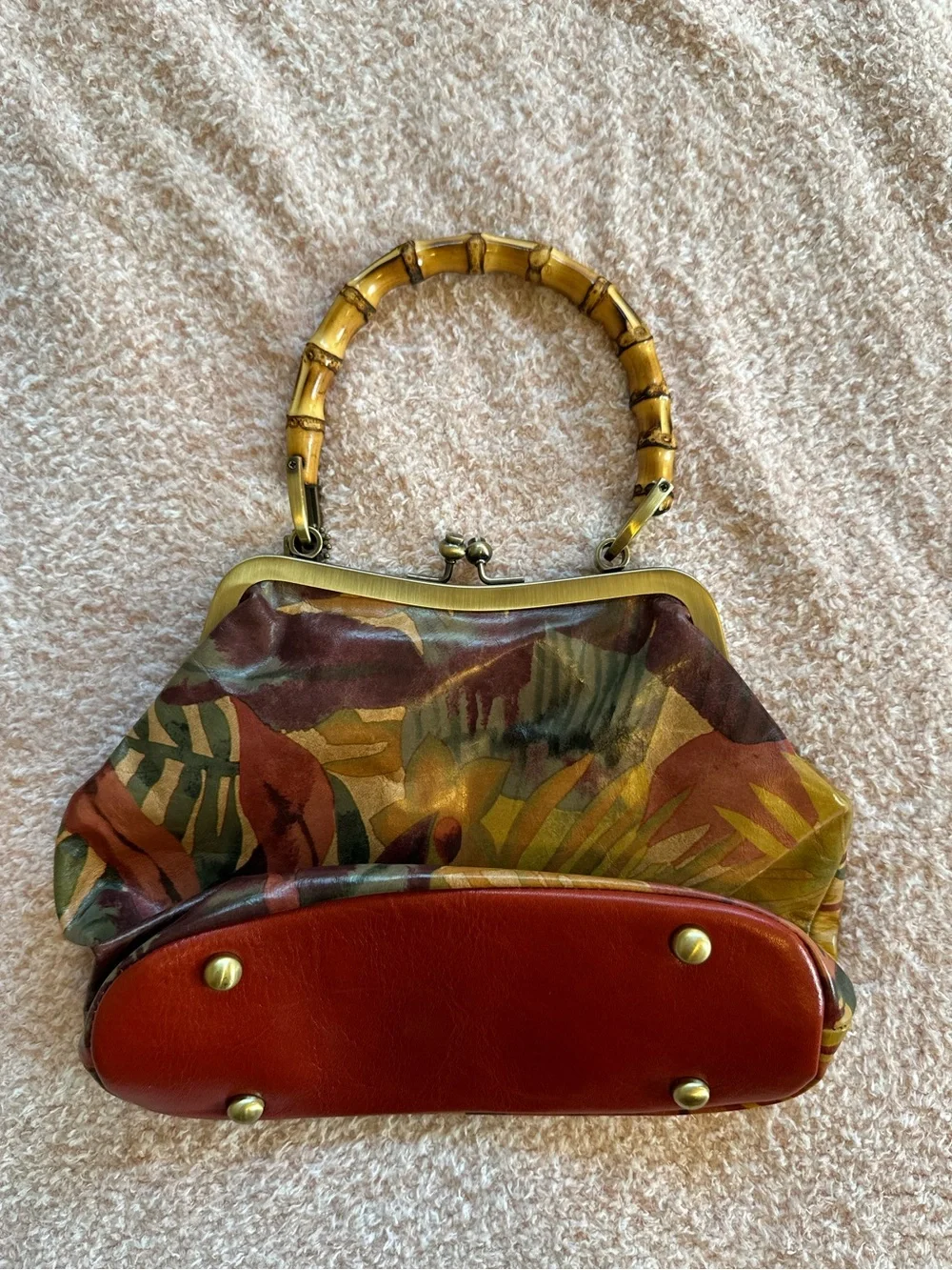 Patricia Nash Tropical Dreams Floral Leather Bamboo Handle 25 Year Anniversary